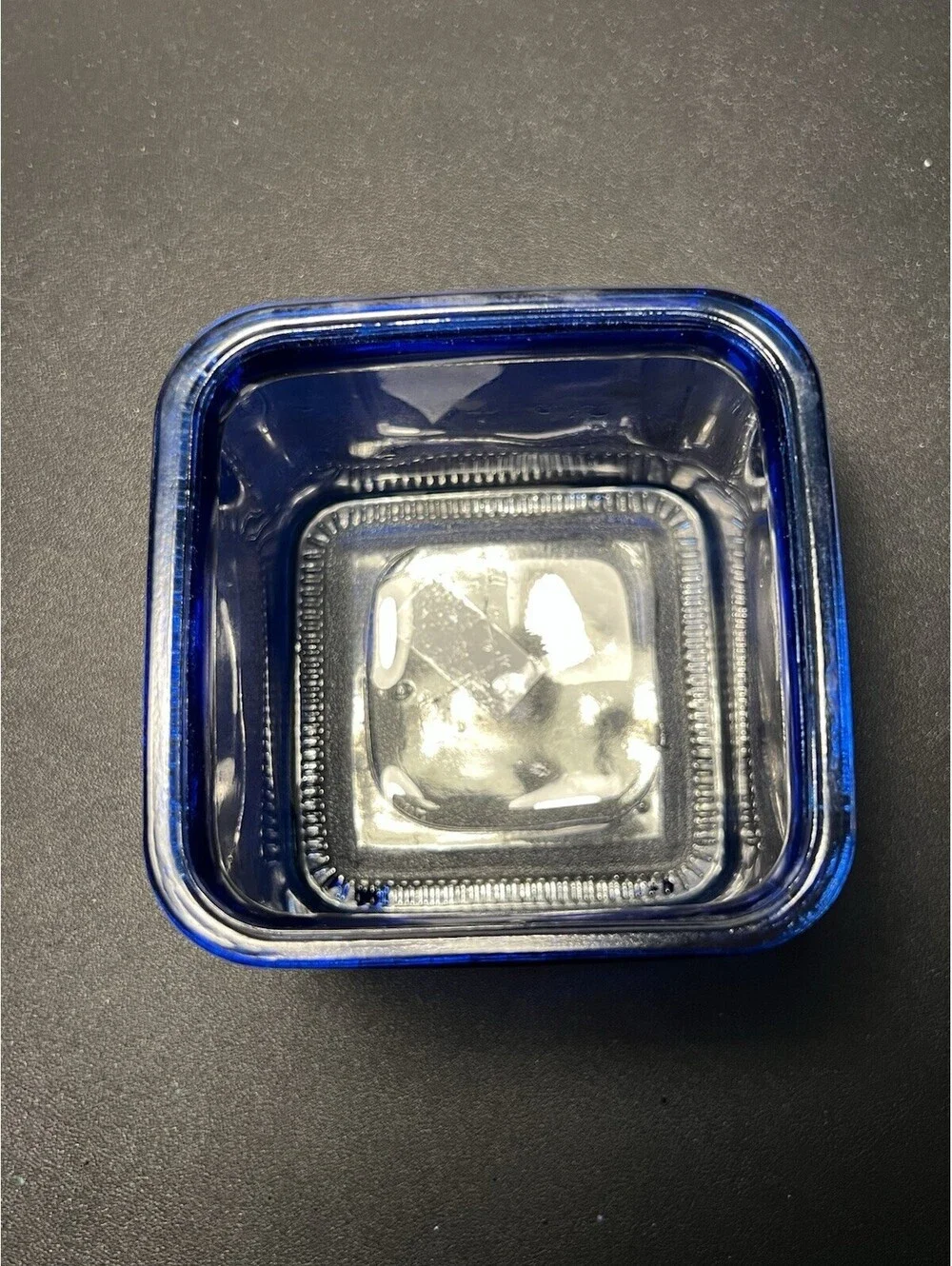 NWT Vintage 1990s Cobalt Blue Glass Square Vase, 4.5x5”